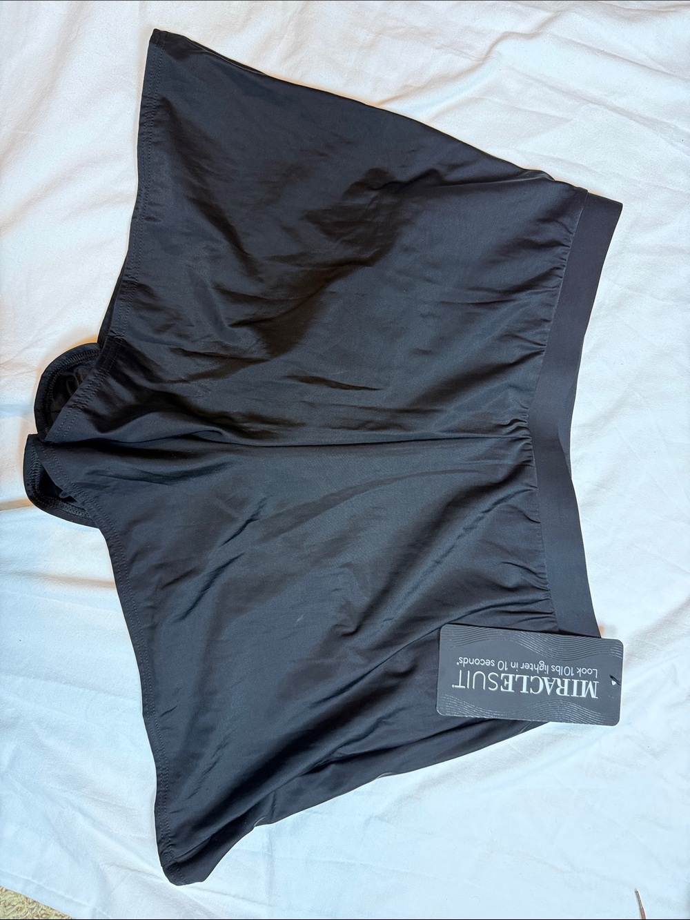 Miraclesuit Black Swim Coverup Skirt with black bikini bottoms underneath 10#